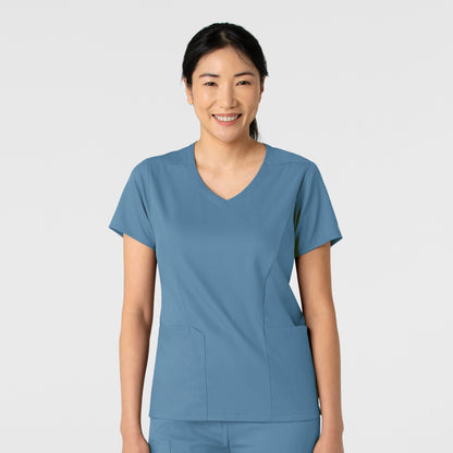 Boundless 6251 Women's 2-Pocket V-Neck Scrub Top Pacific Blue