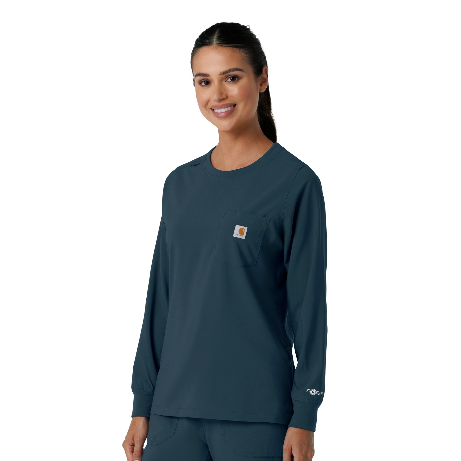 Force Cross-Flex C13610 Women's Crew Neck Long Sleeve Scrub Top Navy