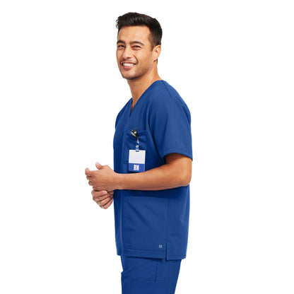 V-Tess WT149 Men's 3 Pocket V Neck Scrub Top Royal Image