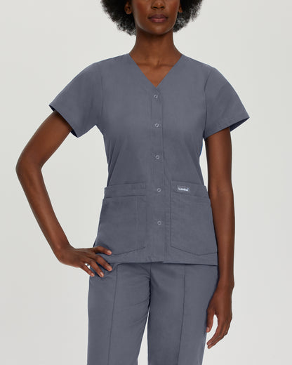 Essentials 8232 Women's 4 Pocket V Neck Scrub Top Steel Grey Image