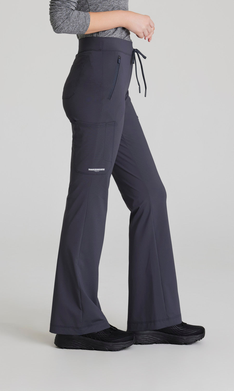 Skechers Slip-Ins Knits SKP656 Glide Knit Flare Scrub Pants Pewter