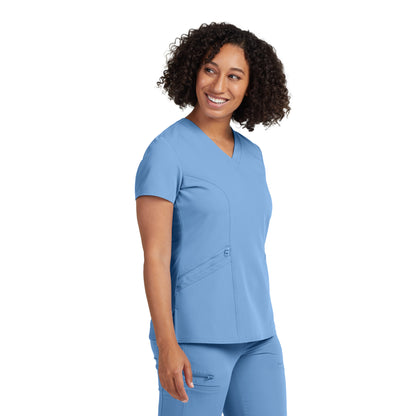 V-Tess WT134 Women's 3 Pocket V Neck Scrub Top Ceil Blue Image