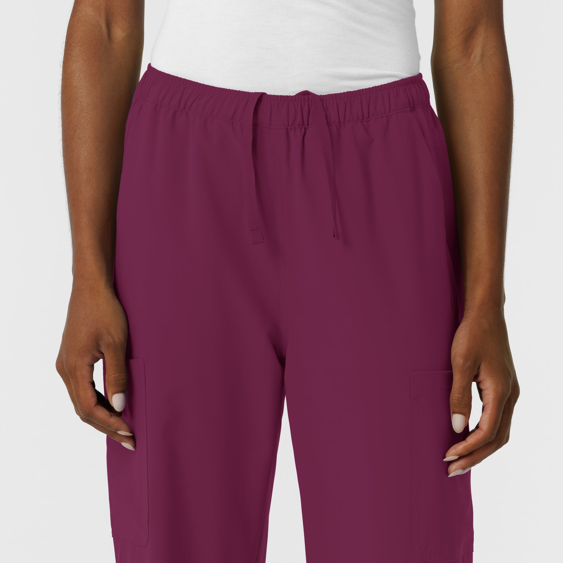 NURTUR 5180 Women's Straight Leg Cargo Scrub Pants Wine