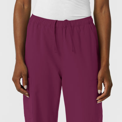 NURTUR 5180 Women's Straight Leg Cargo Scrub Pants Wine
