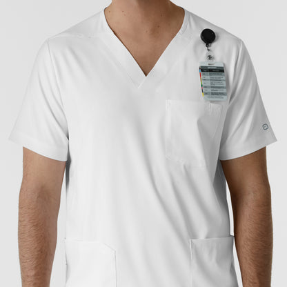 Boundless 6351 Men's Multi Pocket V-Neck Scrub Top White Model Image Alternate | Wink