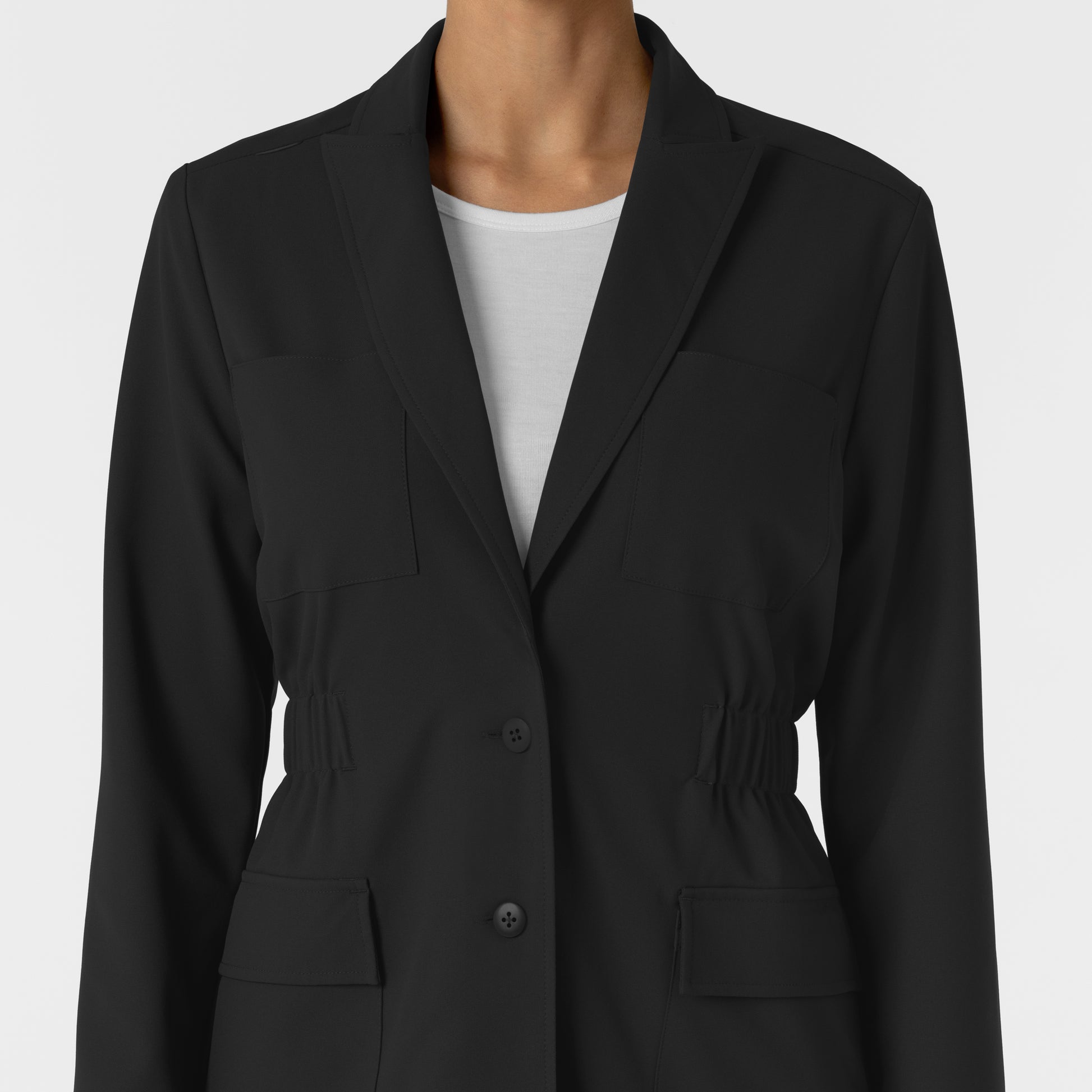 Layers 8166 Women's Blazer Short Lab Coat Black