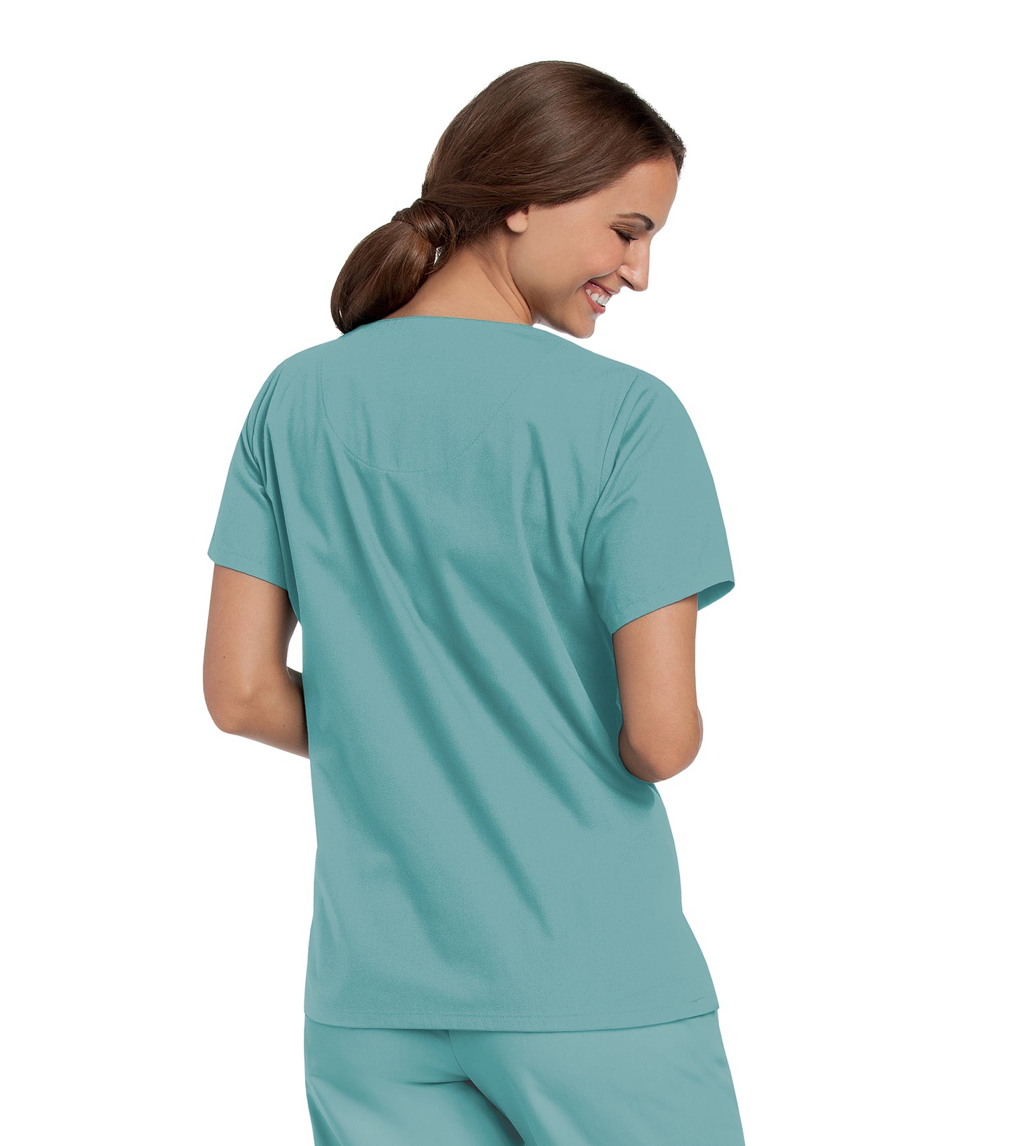 Essentials 8219 Women's 4 Pocket V Neck Scrub Top Sea Mist Image