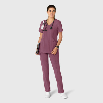 RENEW 5334 High Waist Slim Leg Scrub Pants Wine Heather Model Image Alternate | Wink