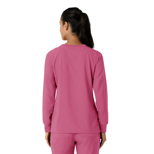 Force Cross-Flex C13610 Women's Crew Neck Long Sleeve Scrub Top Electric Fuschia