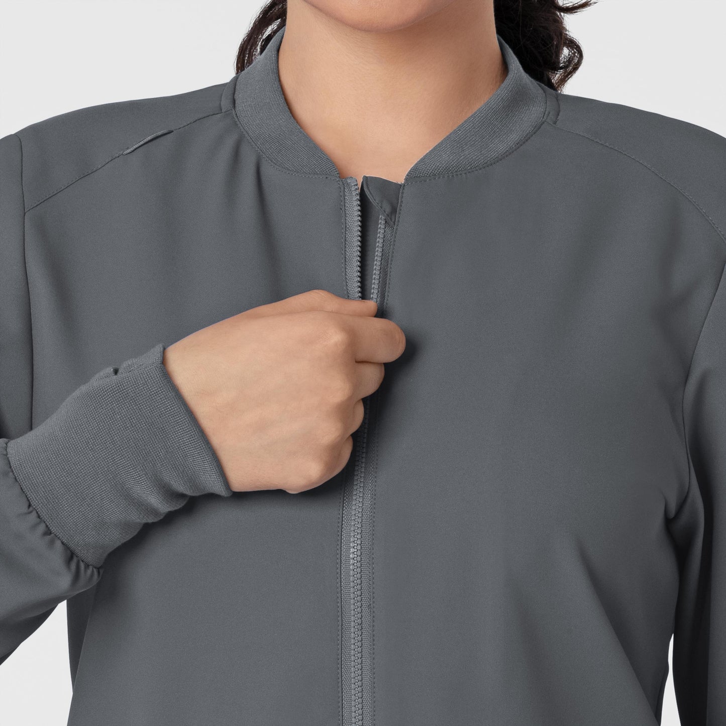 Thrive 8122 Flex-n-Reach Zip-Front Jacket Pewter Model Image Alternate | Wink