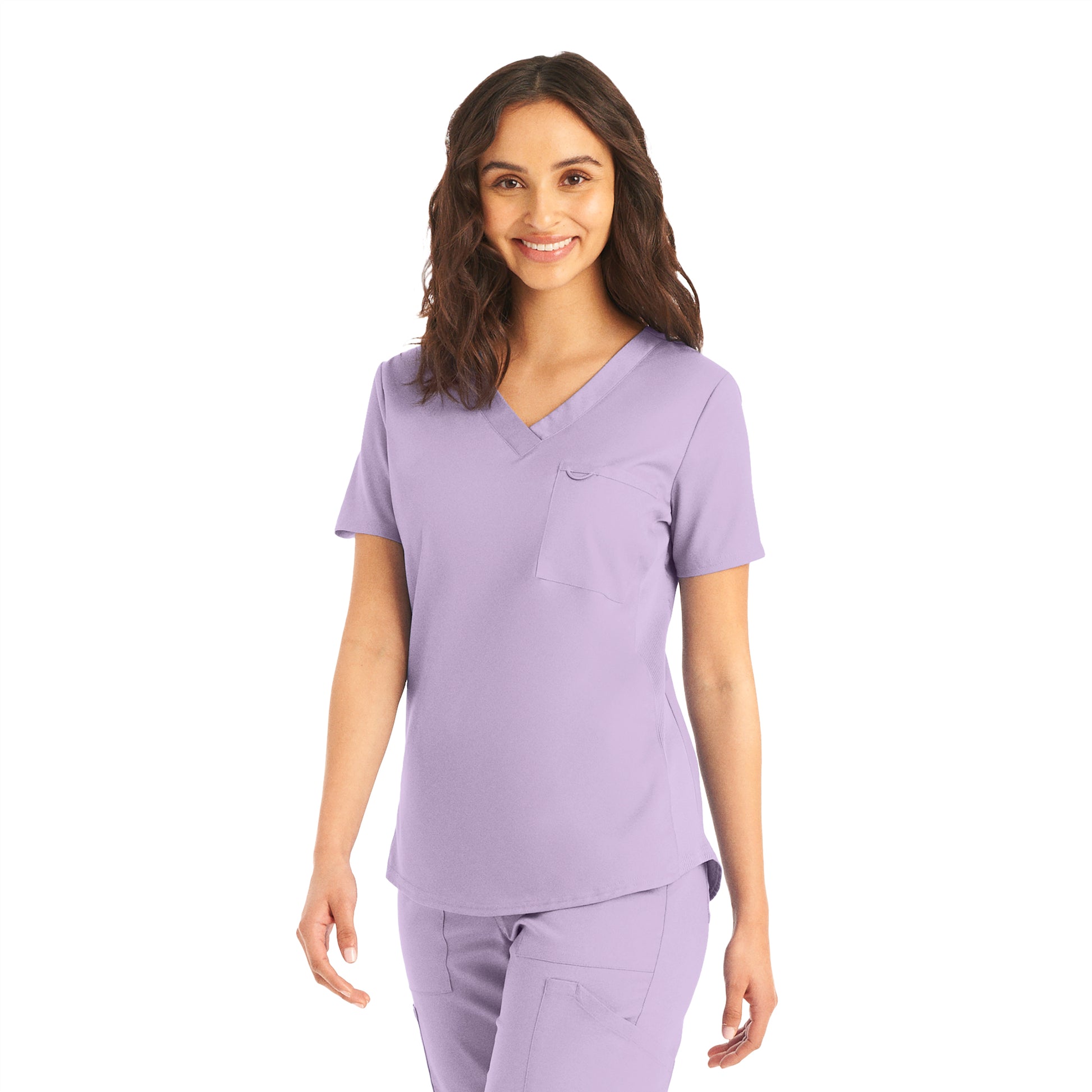 ProFlex LT107 Women's 2 Pocket V Neck Scrub Top Orchid Bloom Image