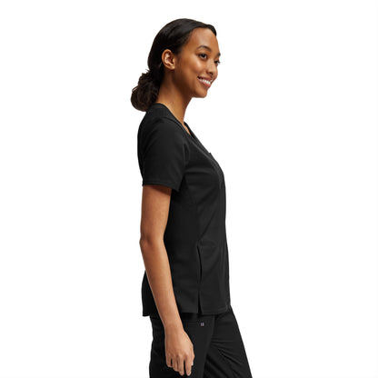 VIBE WT119 Women's 2 Pocket V Neck Scrub Top Black Image