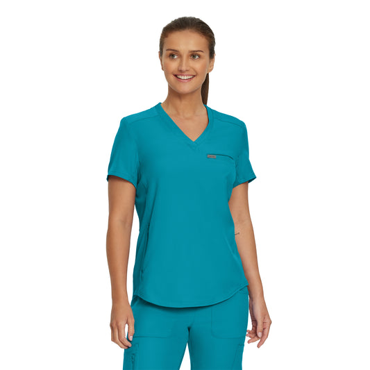 Forward LT101 Women's 2 Pocket V Neck Scrub Top Teal Image