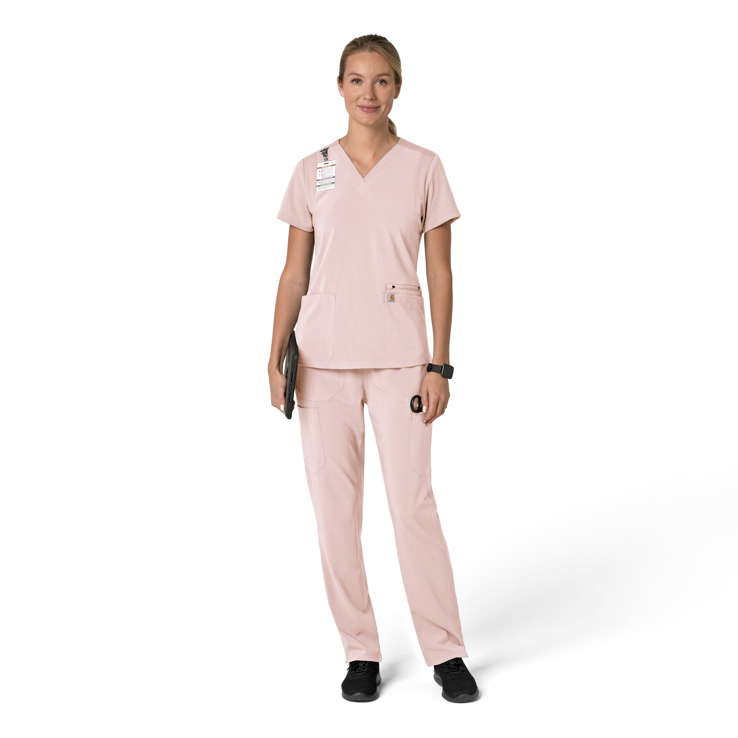 Force Cross-Flex C13210 Women's Flex Panel V-Neck Scrub Top Soft Rose