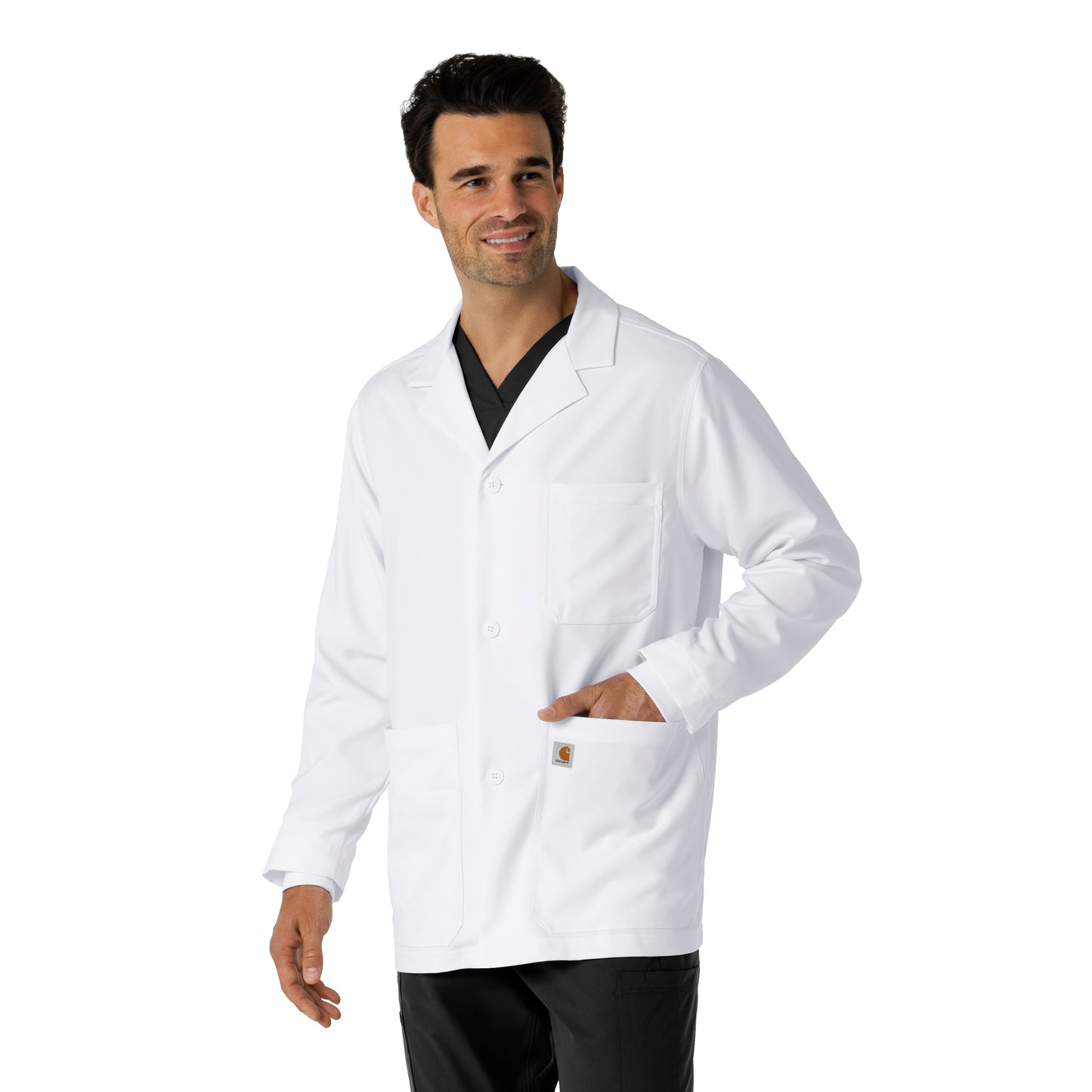 Lab Coats C71005 Men's Consultation Lab Coat White Model Image Right Side | Carhartt