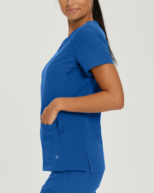 V-Tess 950 Women's 4 Pocket V Neck Scrub Top Royal Image