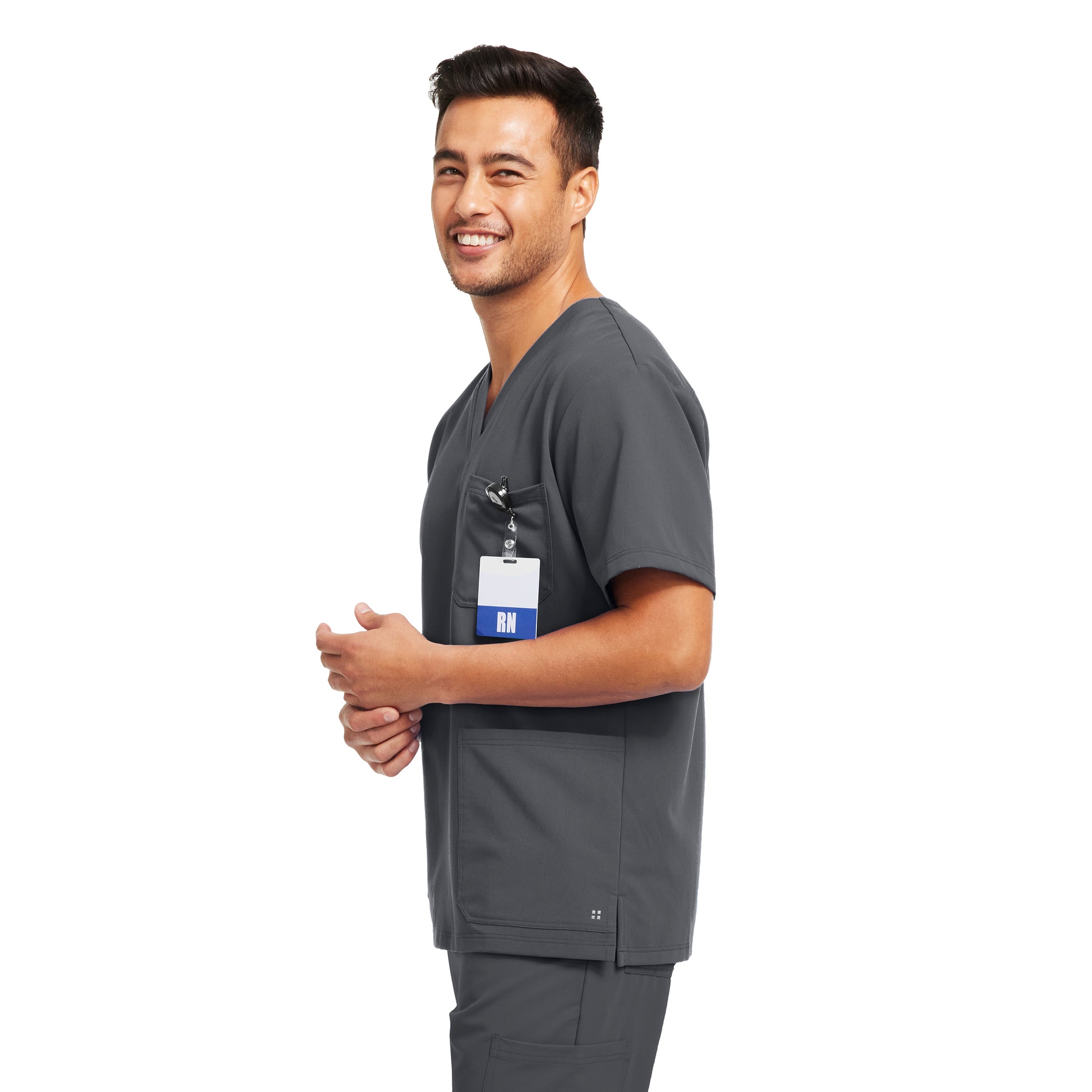 V-Tess WT149 Men's 3 Pocket V Neck Scrub Top Dark Pewter Image