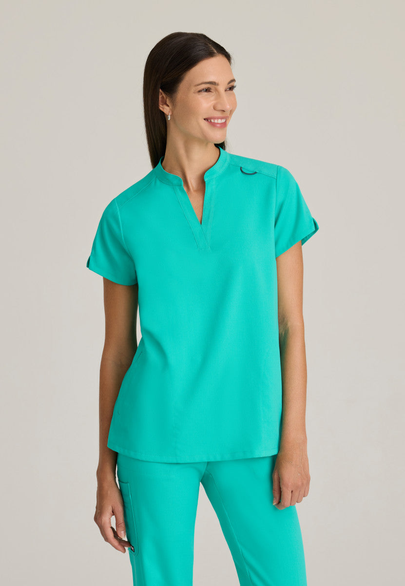 Greys Anatomy Stretch GRST230 Avery Scrub Top Alpine Aqua