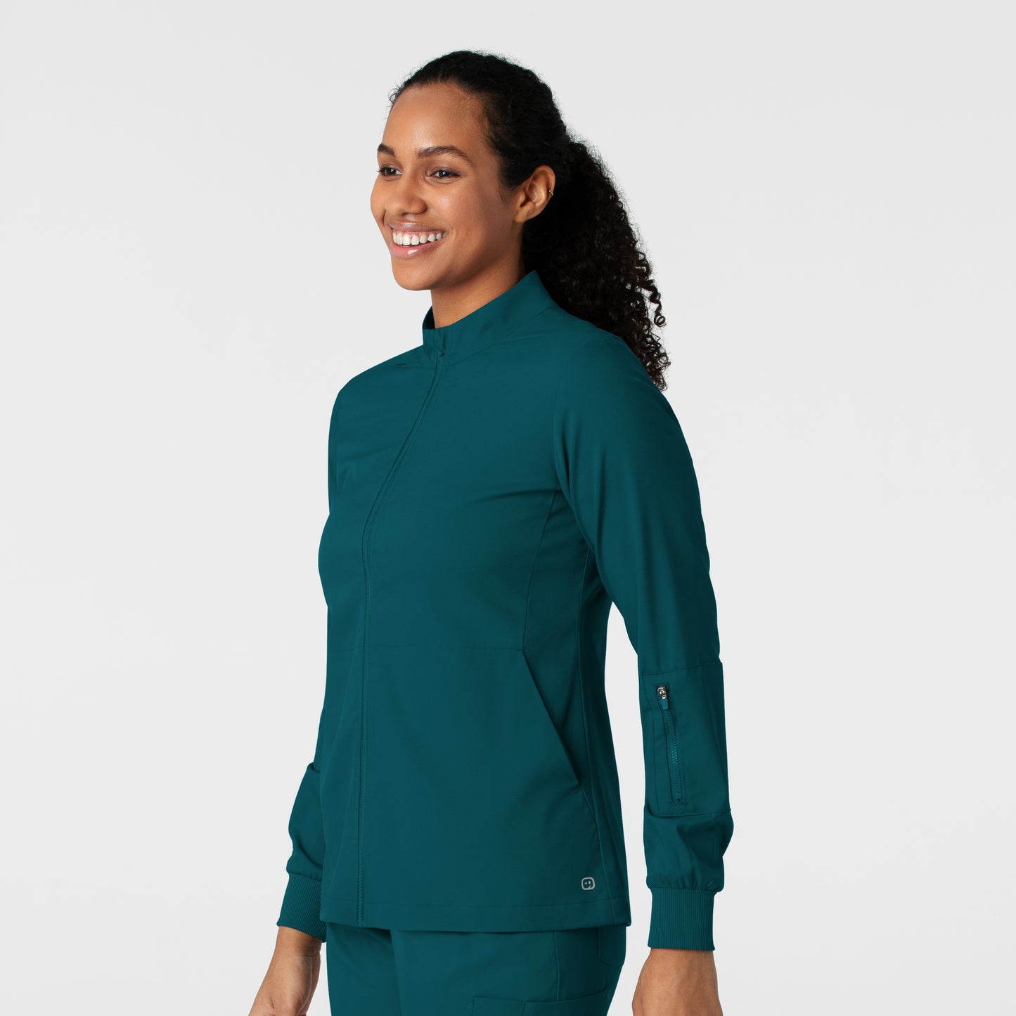 Boundless 8151 Warm Up Scrub Jacket Caribbean Model Image Right Side | Wink