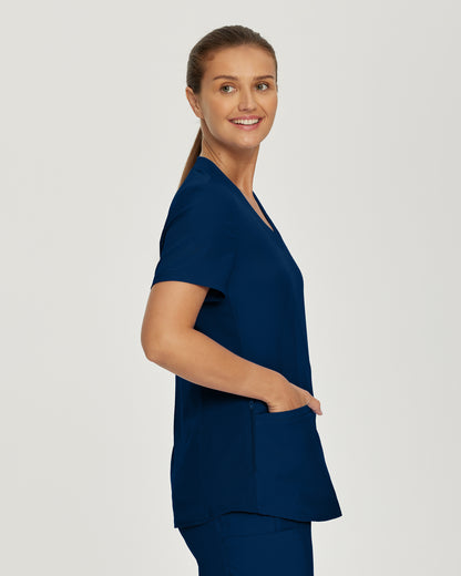 Forward LT100 Women's 3 Pocket V Neck Scrub Top Navy Image