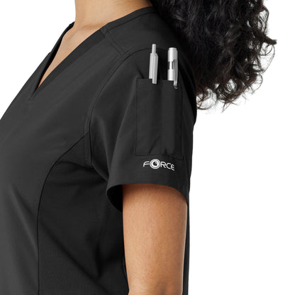 Force Cross-Flex C13310 Knit Panel Scrub Top Black Model Image Alternate | Carhartt