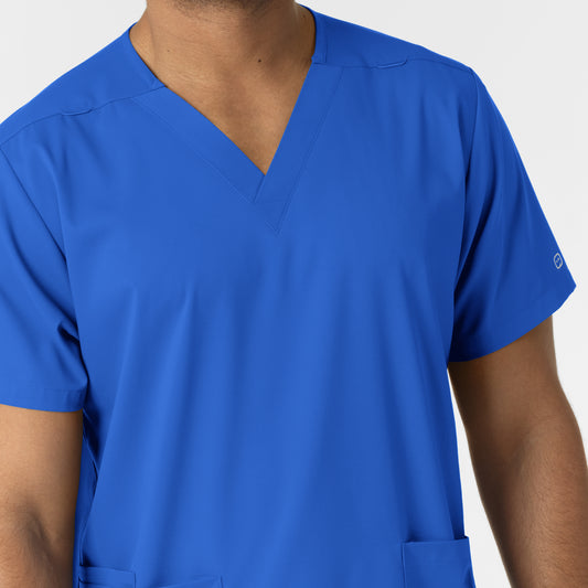 Boundless 6051 Unisex V-Neck Scrub Top Royal Model Image Left Side | Wink