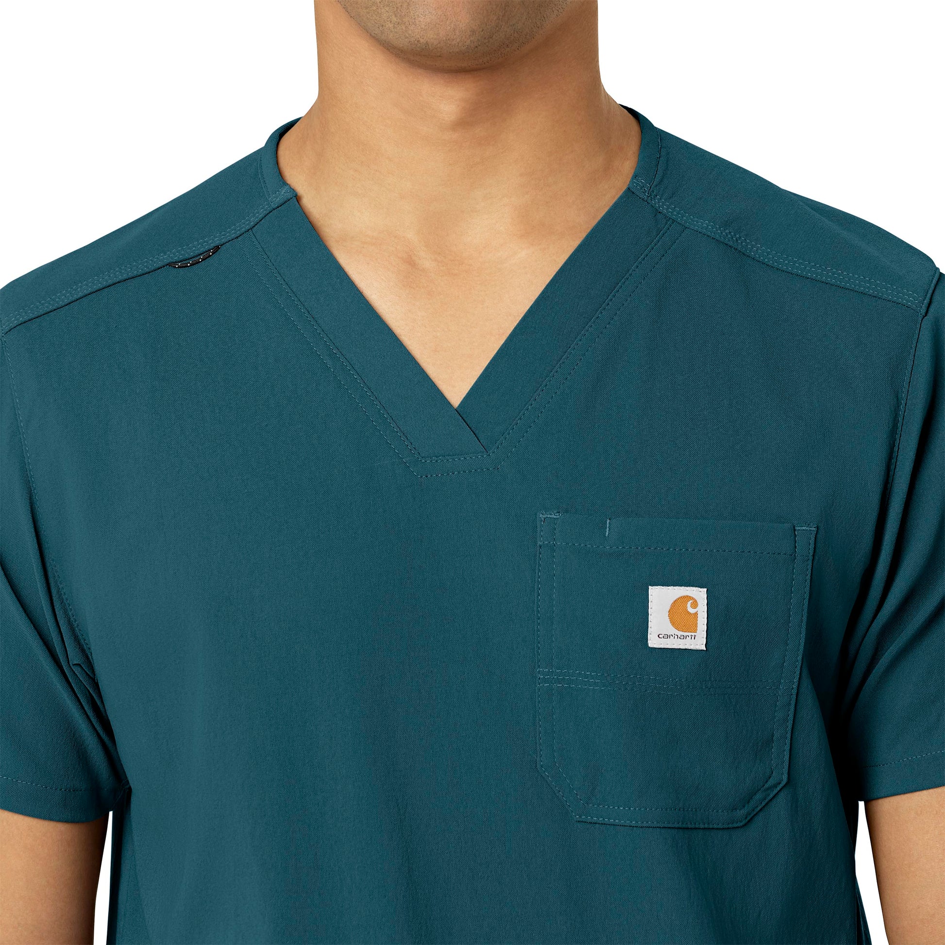 Rugged Flex Peak C15037 Men's 5-Pocket V-Neck Scrub Top Caribbean Blue Model Image Alternate | Carhartt