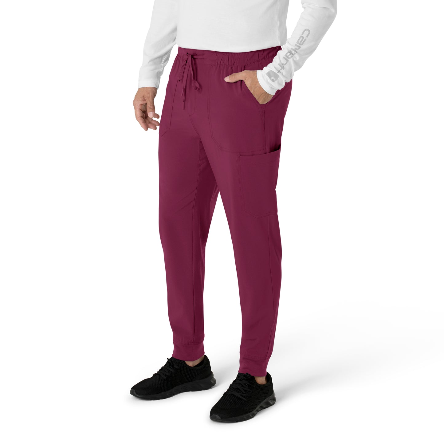 Force Cross-Flex C56310 Men's Jogger Scrub Pant Wine Model Image Left Side | Carhartt