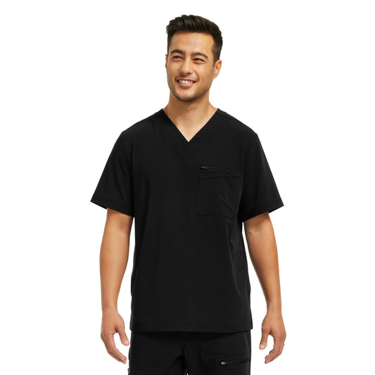 CRFT WT151 Men's 4 Pocket V Neck Scrub Top Black Image