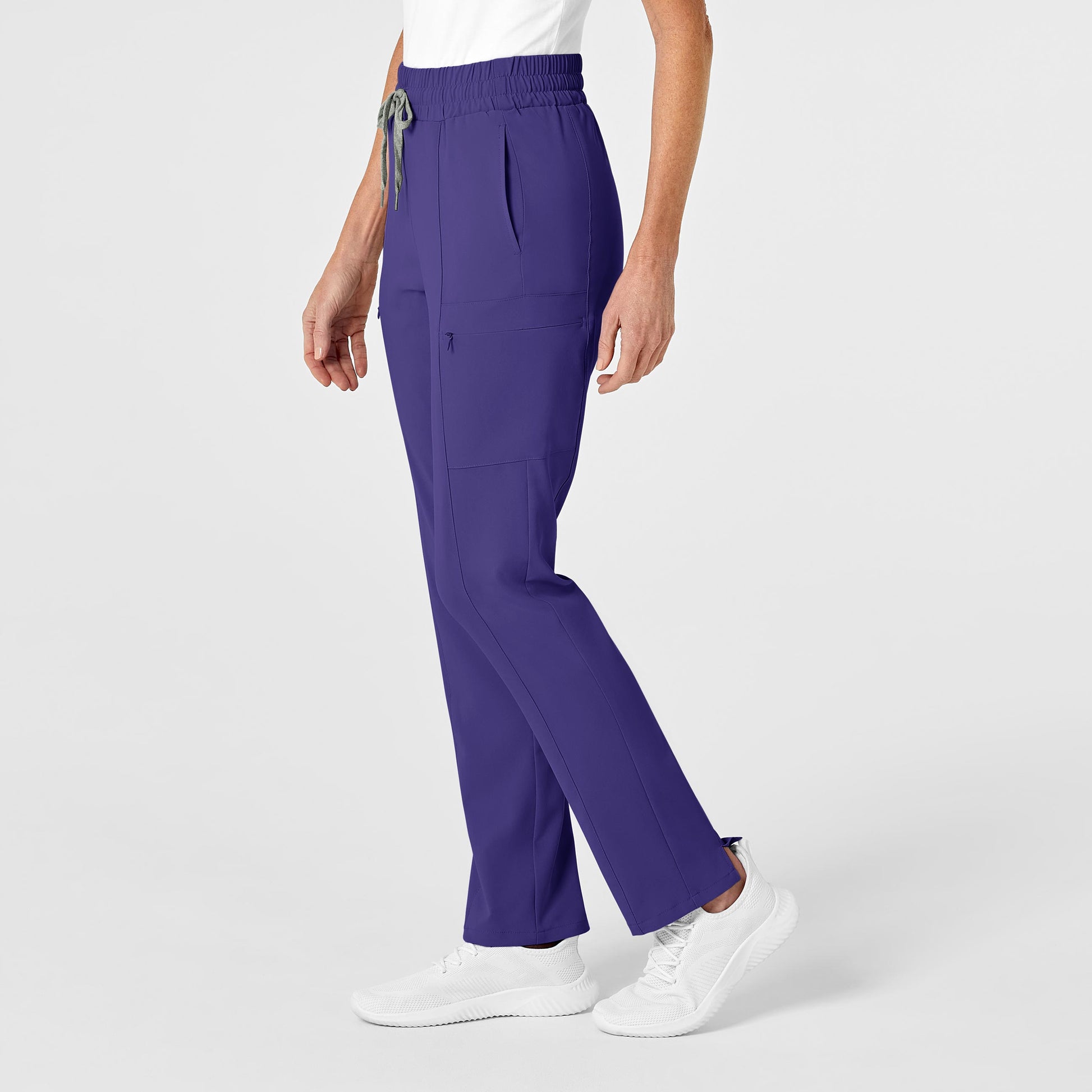 RENEW 5334 High Waist Slim Leg Scrub Pants Grape Model Image Right Side | Wink