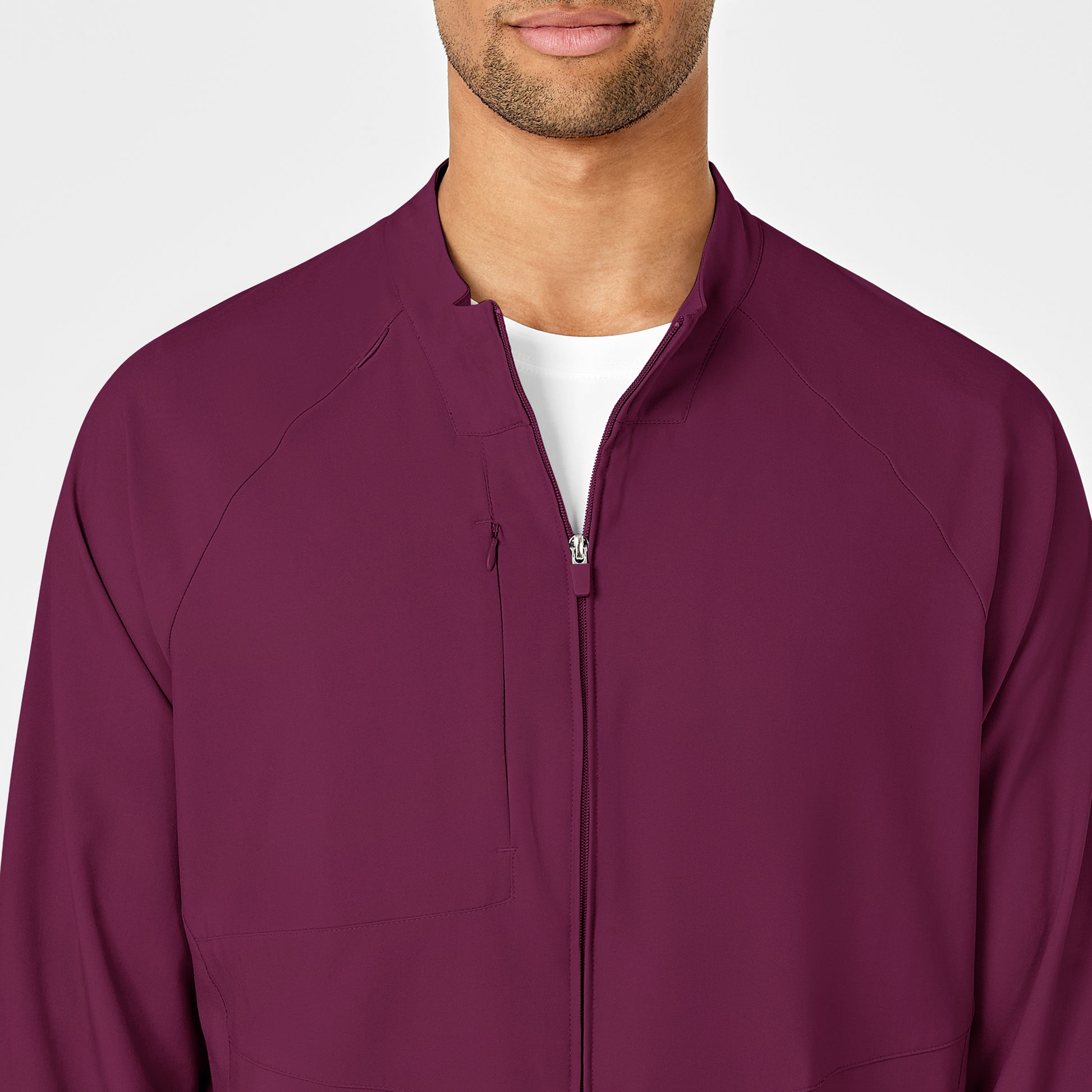 W123 8355 Men's Zip Front Warm Up Jacket Wine Model Image Alternate | Wink