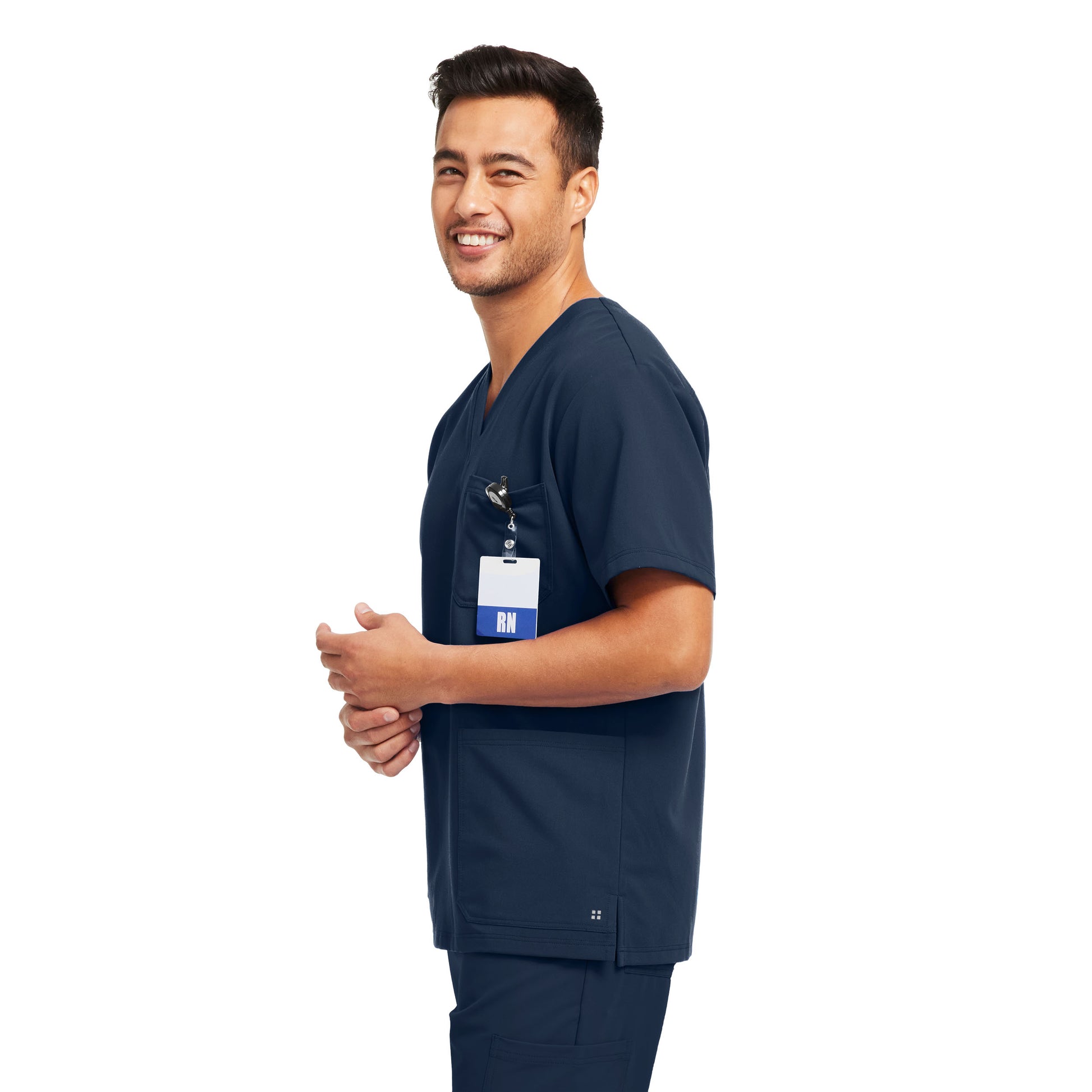 V-Tess WT149 Men's 3 Pocket V Neck Scrub Top Navy Image