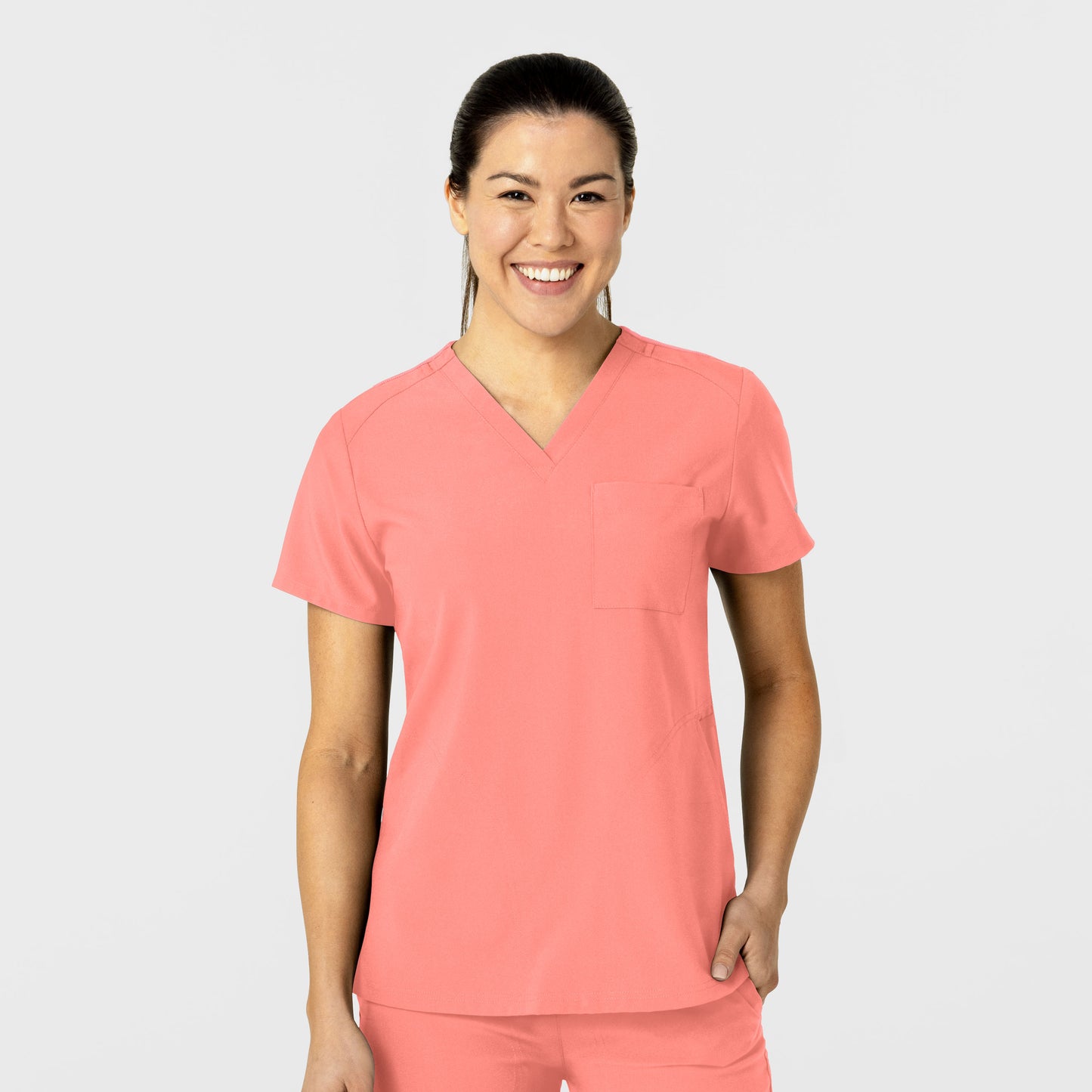 W123 6045 Women's Flex-n-Reach V-Neck Scrub Top Paradise Pink