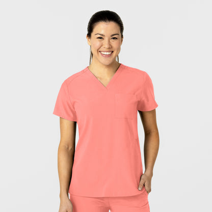 W123 6045 Women's Flex-n-Reach V-Neck Scrub Top Paradise Pink