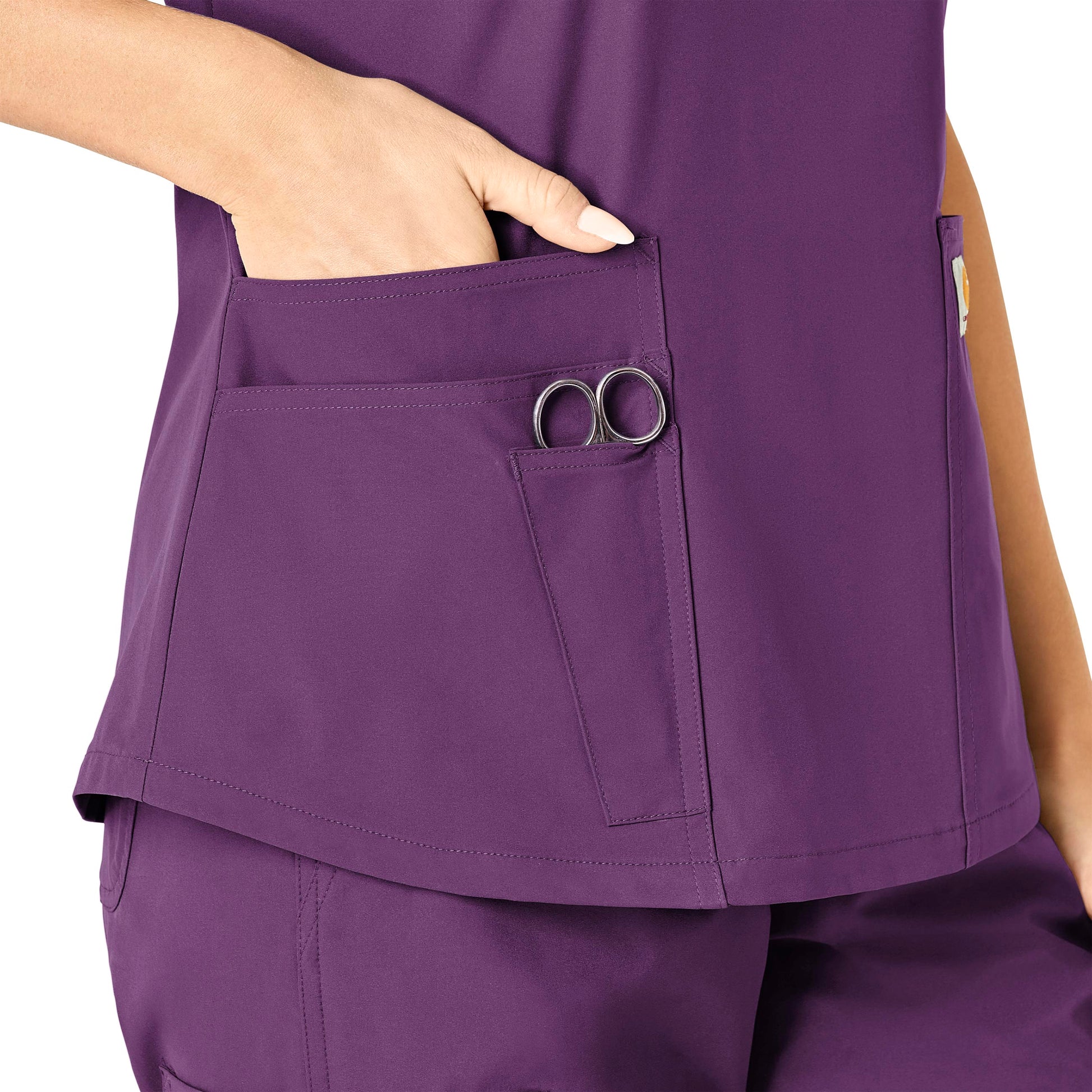 Force Essentials C12113 V-Neck Scrub Top Eggplant Model Image Alternate | Carhartt