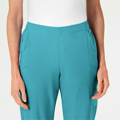 W123 5155 Flat Front Cargo Scrub Pants Teal Blue Model Image Left Side | Wink