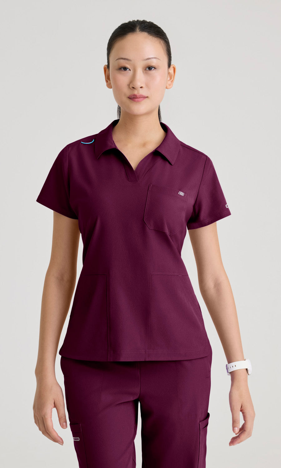 Skechers SKT302 Women's Honor Top in Wine by Barco Model Image Front