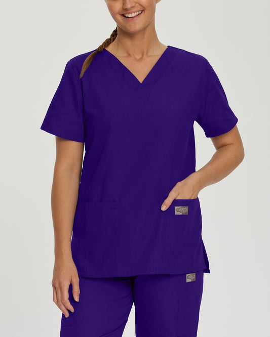 Scrub Zone 70221 Women's 3 Pocket V Neck Scrub Top Grape Image