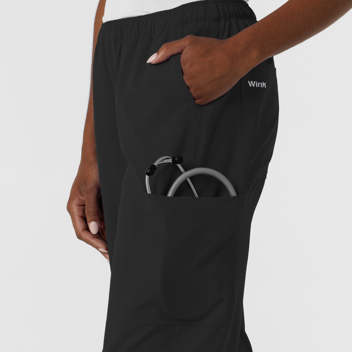 NURTUR 5180 Women's Straight Leg Cargo Scrub Pants Black