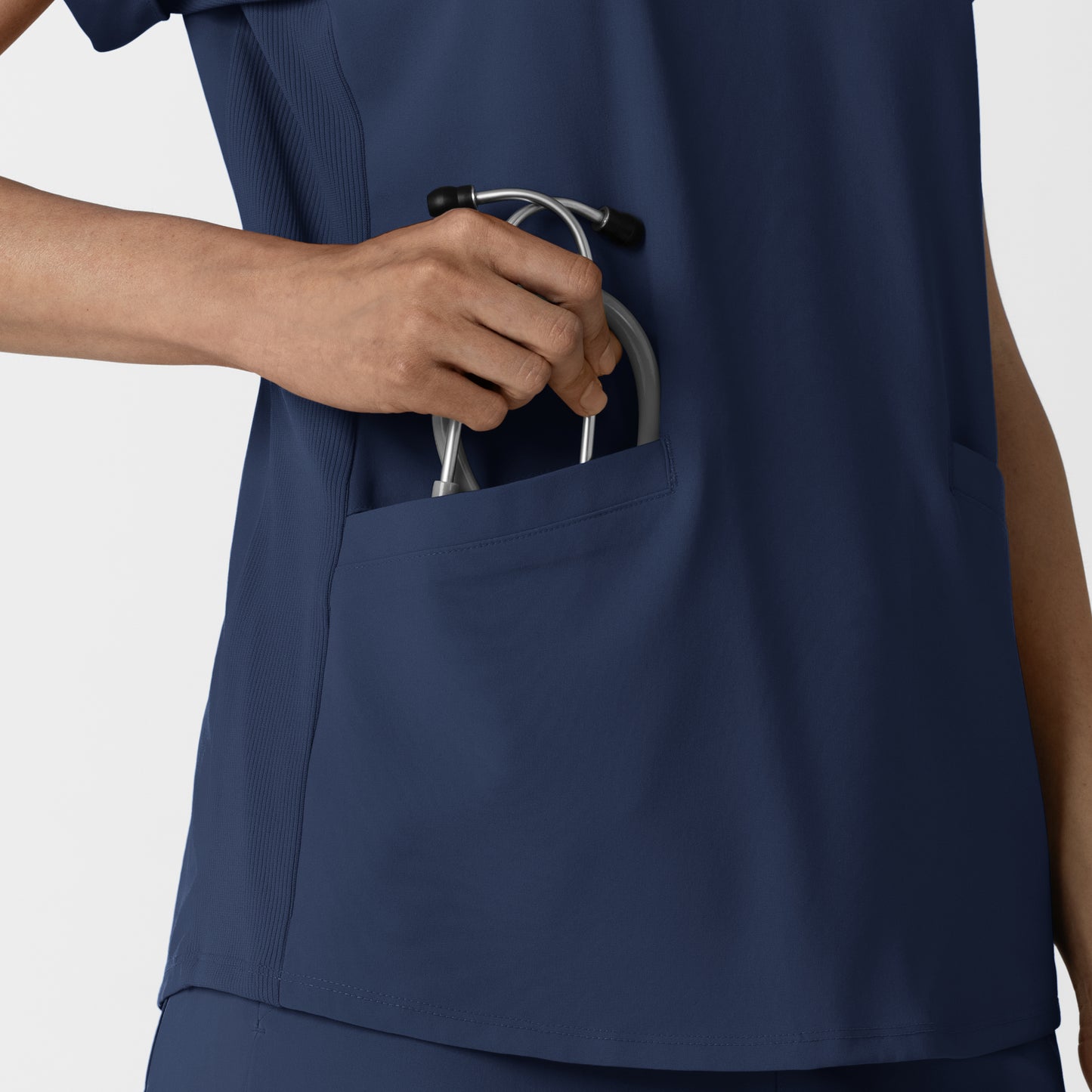 RENEW 6934 Women’s Flex-n-Reach Collared Scrub Top Navy Model Image Alternate | Wink