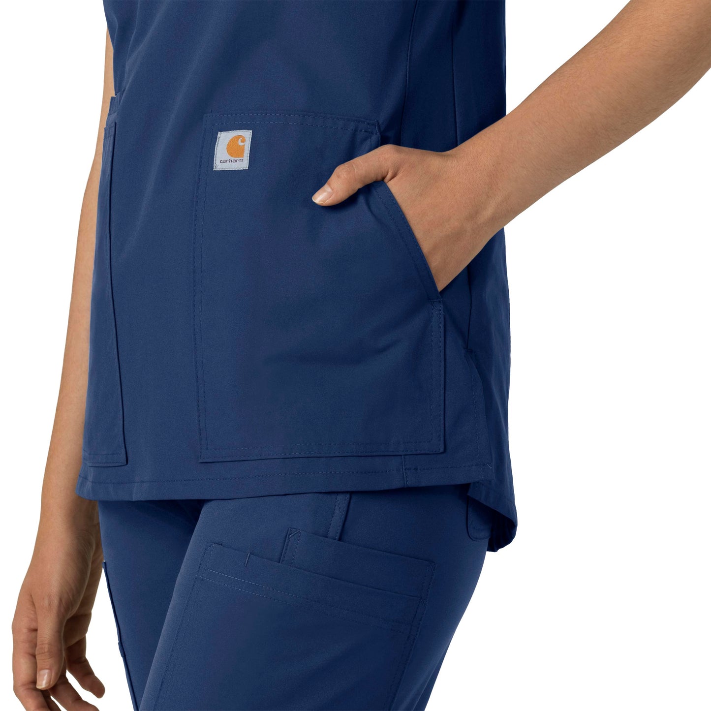 Force Essentials C12213 Notch Neck Tunic Scrub Top Navy Model Image Alternate | Carhartt