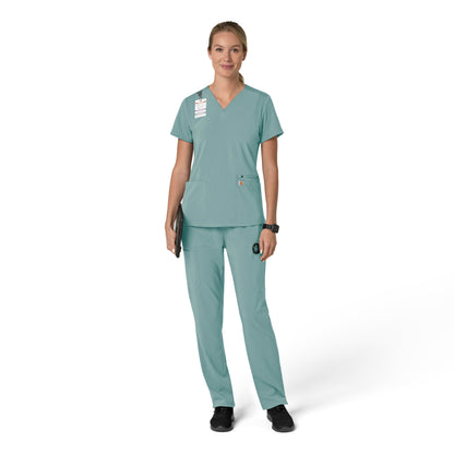 Force Cross-Flex C13210 Flex Panel V-Neck Scrub Top Summer Blue Model Image Front | Carhartt