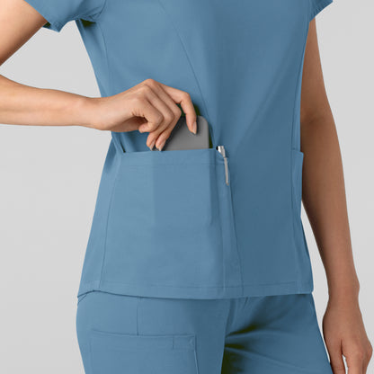 Boundless 6251 Women's 2-Pocket V-Neck Scrub Top Pacific Blue