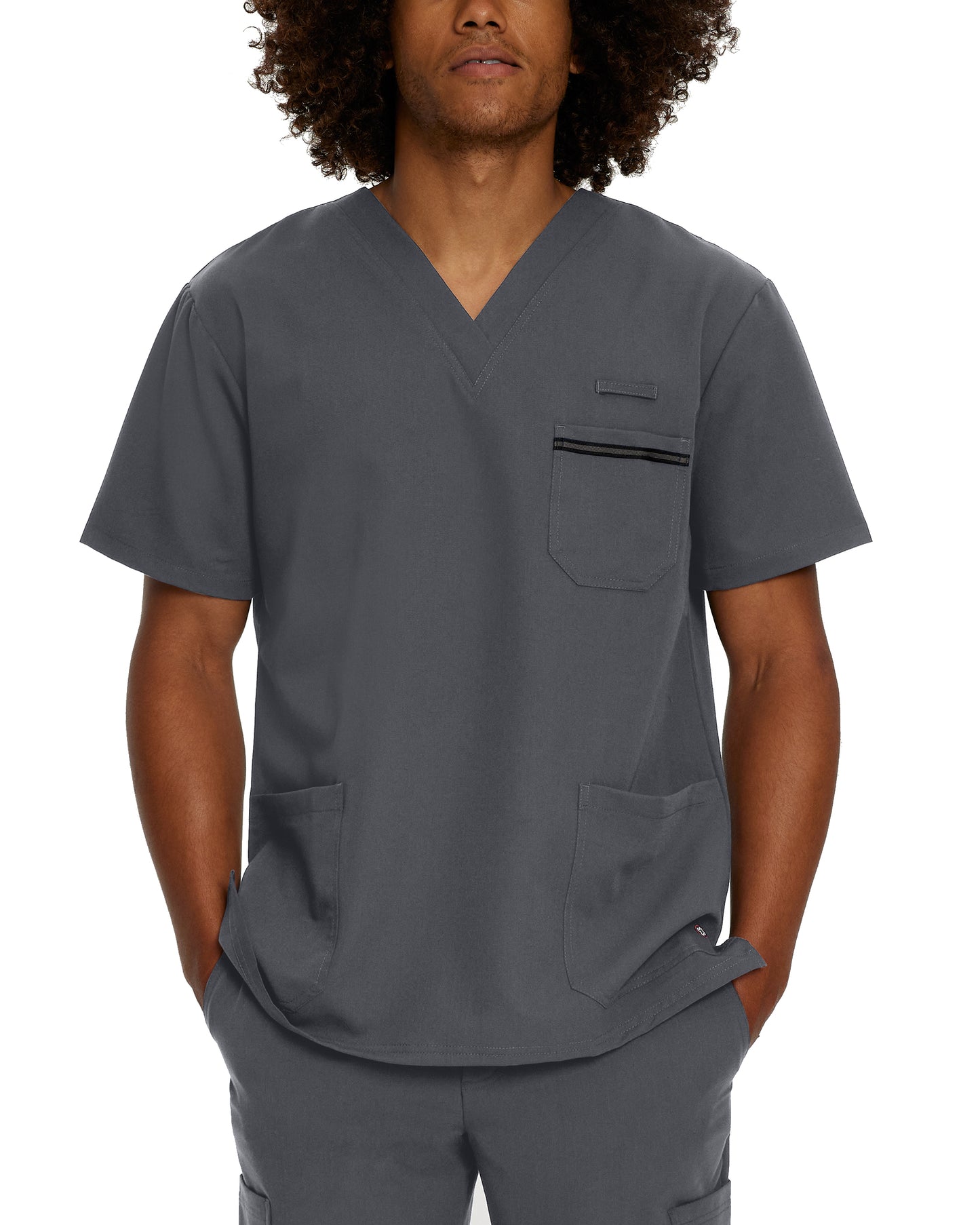 V-Tess 2207 Men's 3 Pocket V Neck Scrub Top Dark Pewter Image