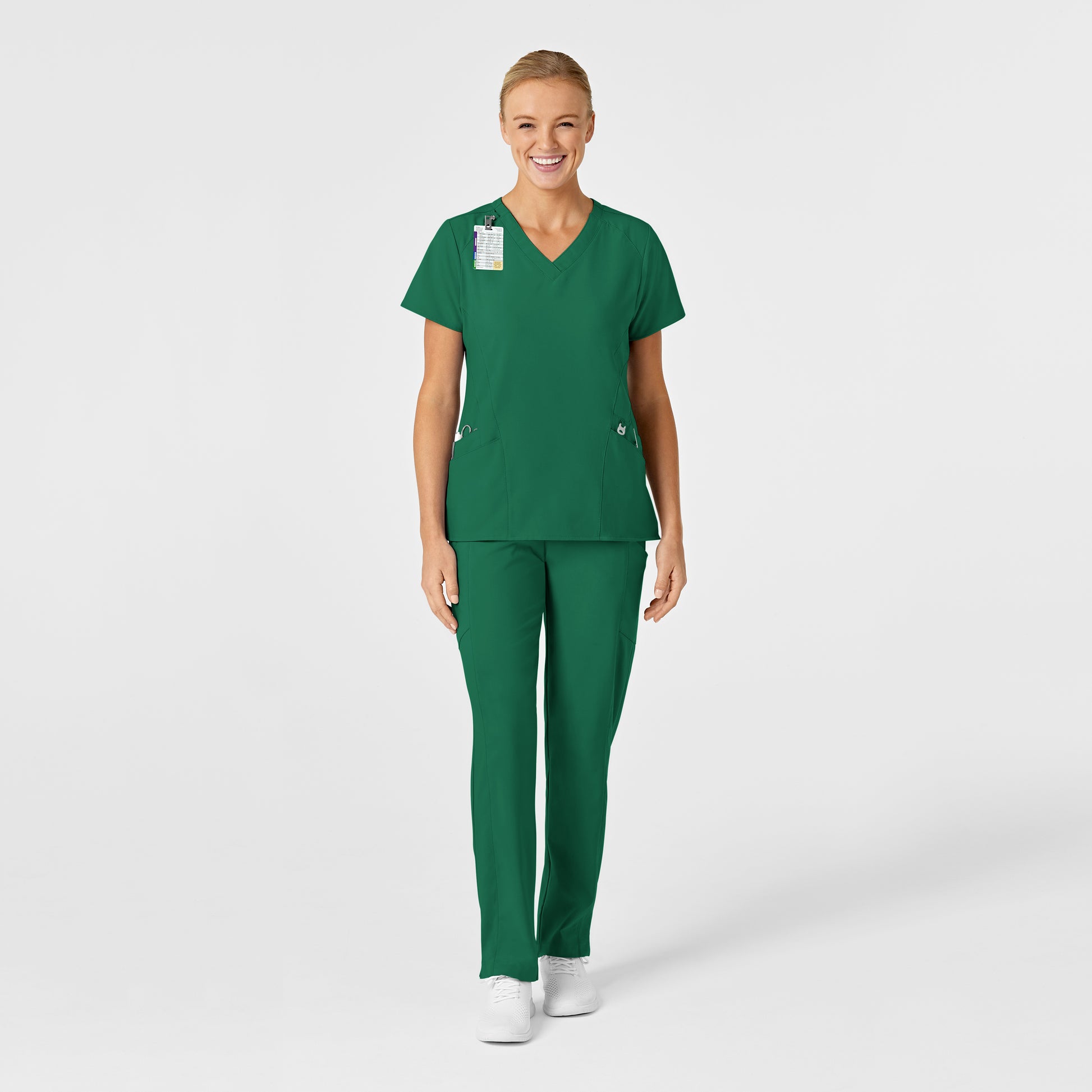 W123 6155 Stylized V-Neck Scrub Top Hunter Model Image Right Side | Wink