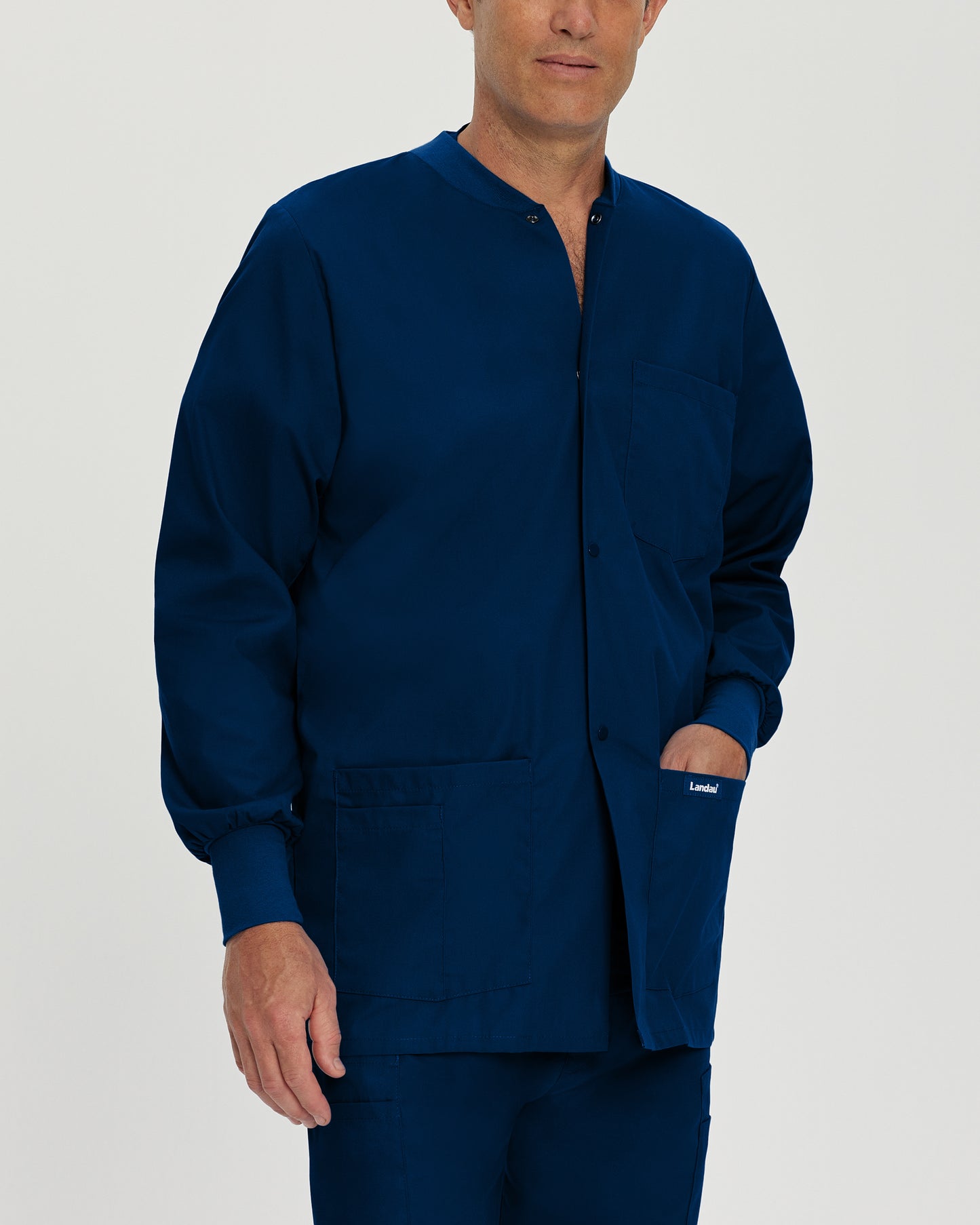 Essentials 7551 Men's 5 Pocket Warm Up Scrub Jacket Navy Image