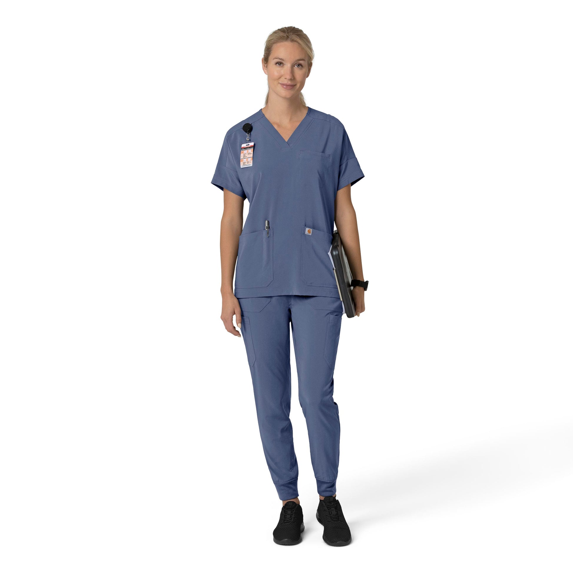 Force Cross-Flex C13110 Oversized V-Neck Scrub Top Riverside Model Image Front | Carhartt