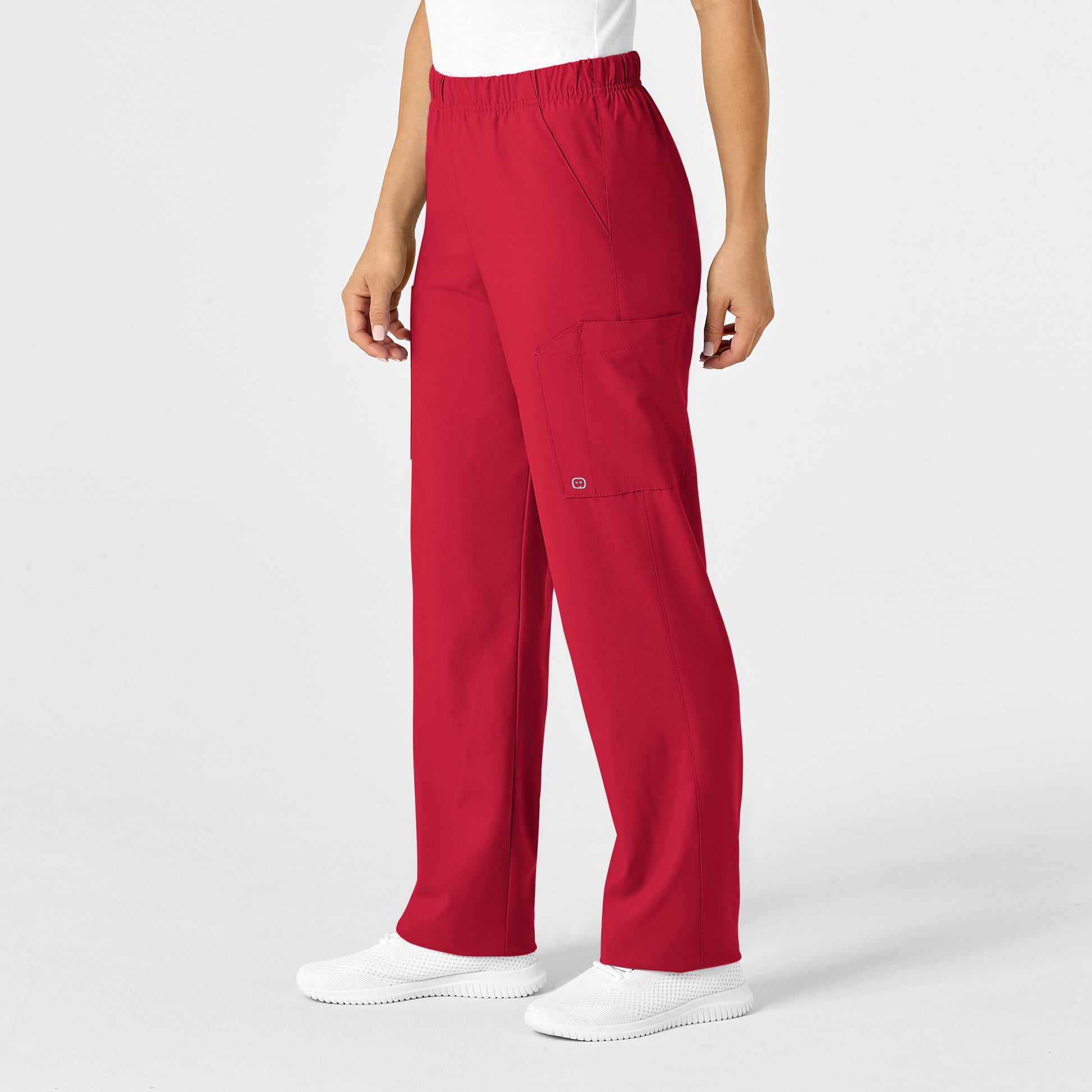 W123 5855 Unisex Multi-Cargo Scrub Pants Red Model Image Right Side | Wink