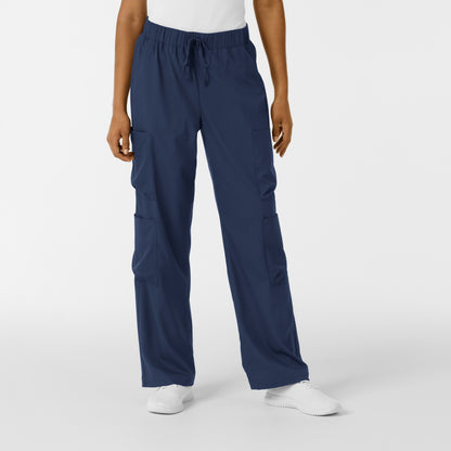 Boundless 5451 Women's Classic Wide Leg Cargo Scrub Pants Navy