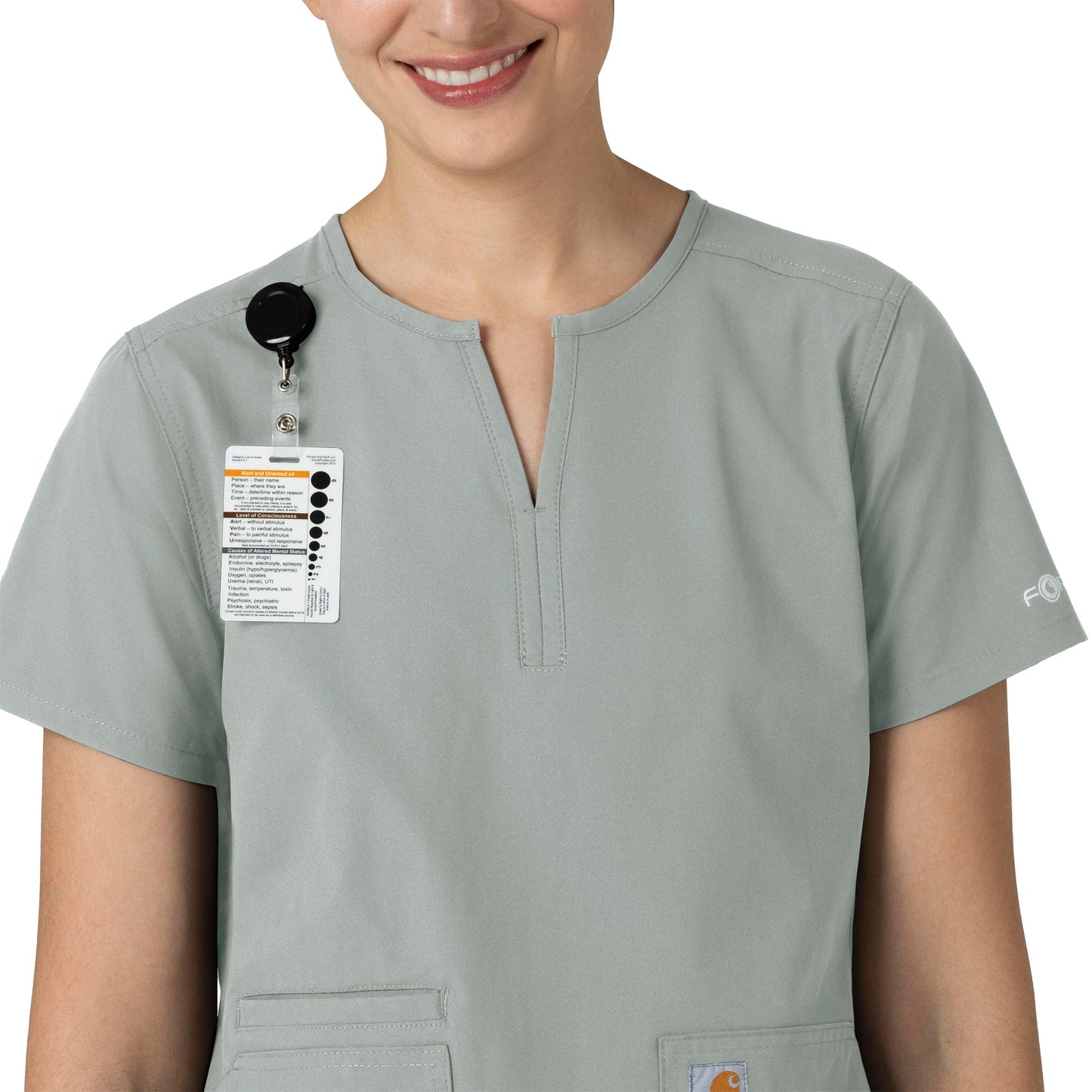 Force Essentials C12213 Notch Neck Tunic Scrub Top Grey Model Image Alternate | Carhartt